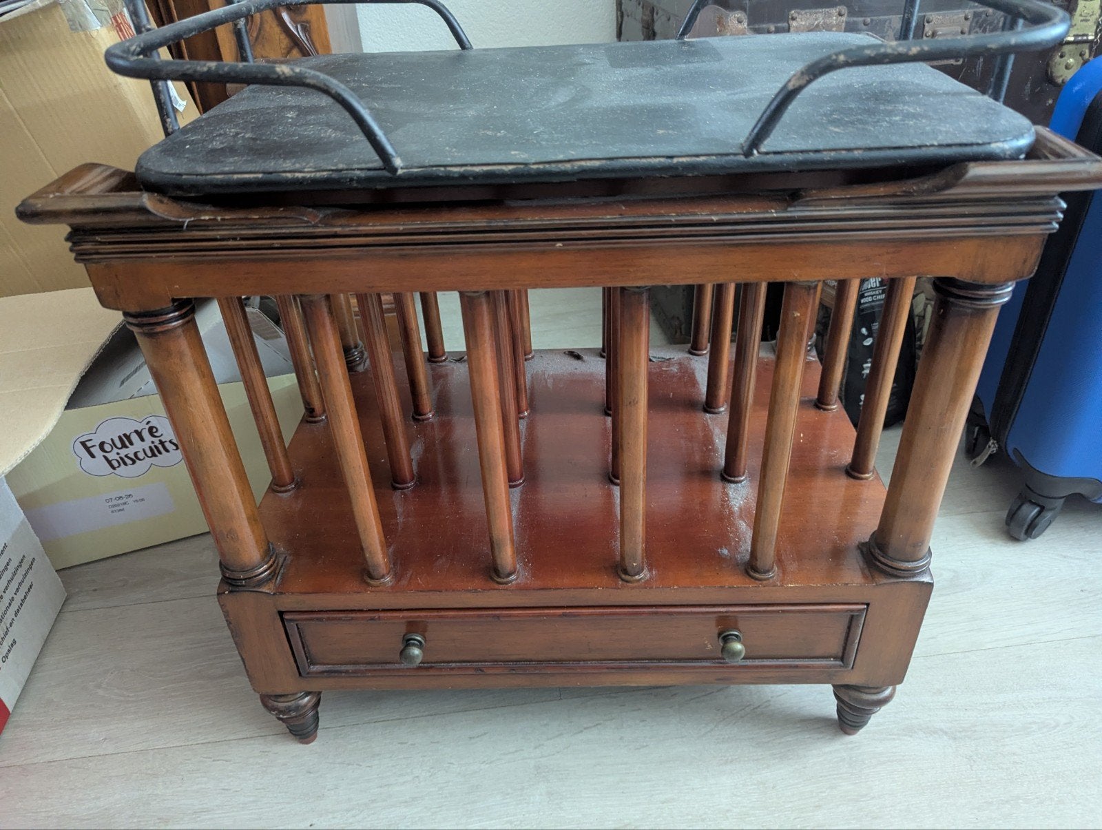 Vintage houten theewagen/serveerwagen met lade, Antiek en Kunst, Ophalen