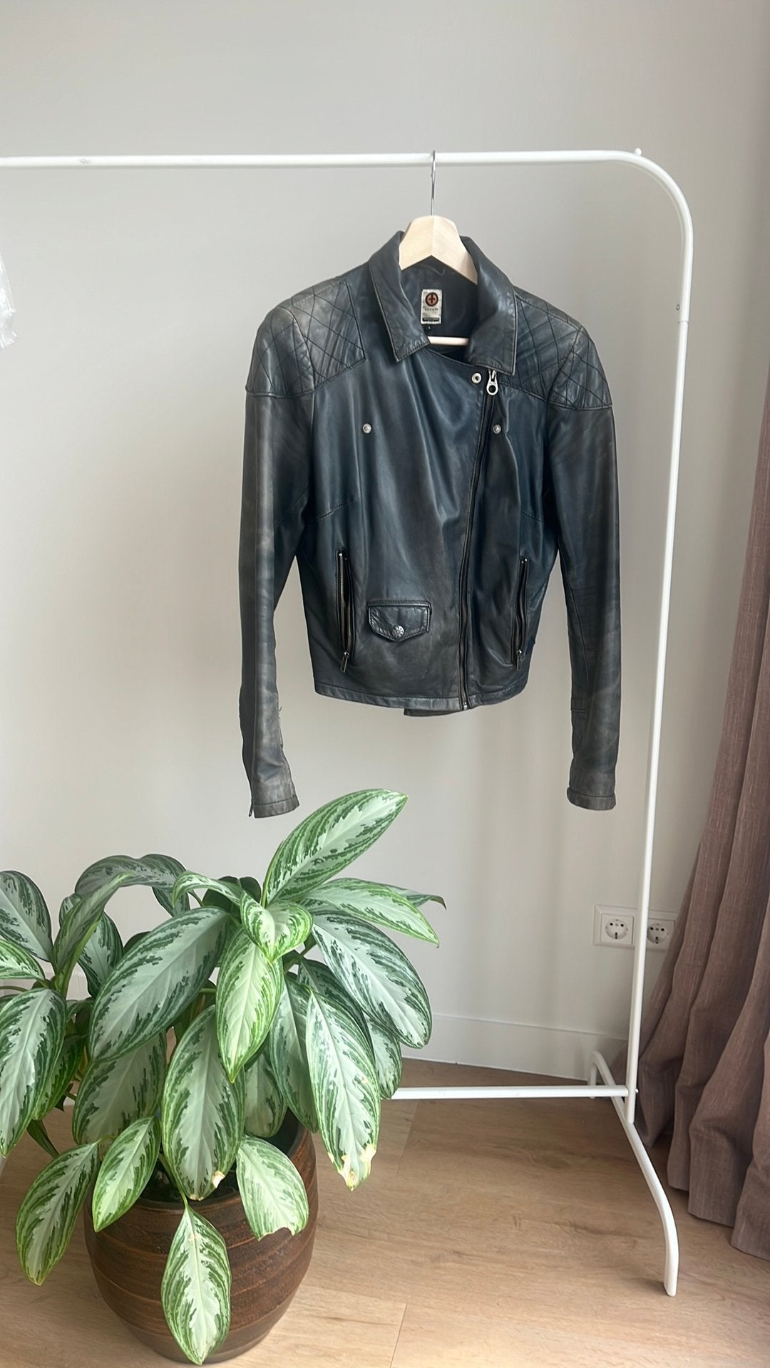 Leren jasje dames, Kuyichi, donkerblauw L, Ophalen of Verzenden, Gedragen