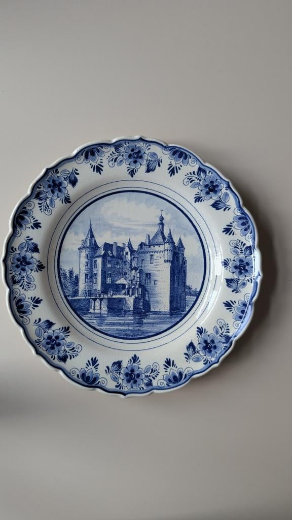 Delfts Blauw bord met afbeelding Kasteel Hedel, Ophalen