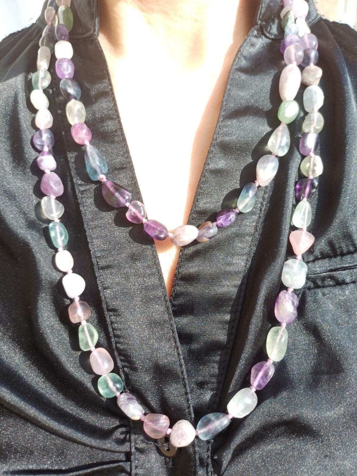 Vanoli Lange collier ketting van fluoriet kralen, Sieraden, Tassen en Uiterlijk, Kettingen, Daiva1973@hotmail.com, Vanoli, Overige kleuren