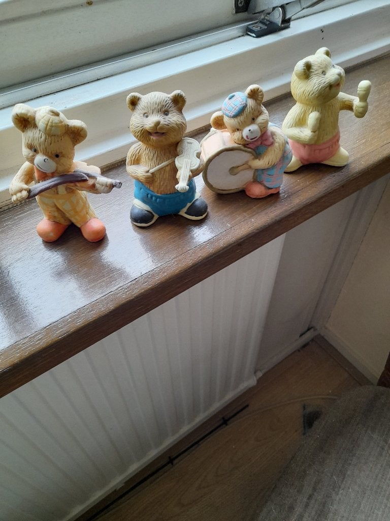 Set van 4 muzikale beren beeldjes, Ophalen, Gebruikt, Dier