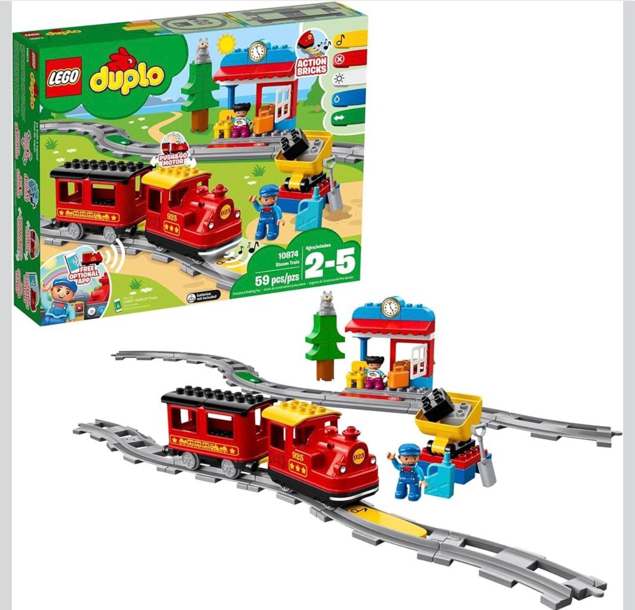LEGO DUPLO elektrische stoomtrein set extra uitgebreid, Ophalen, Zo goed als nieuw, Duplo