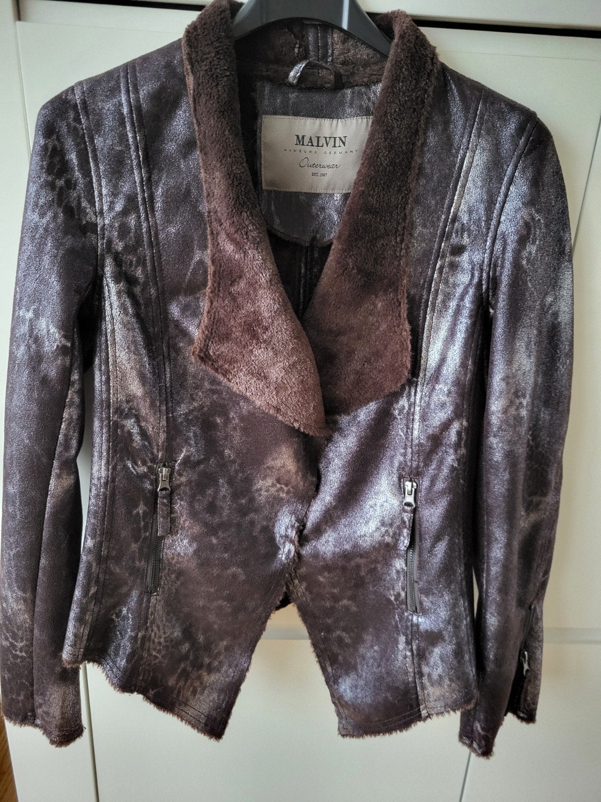 Malvin jasje met metallic finish en teddy voering, Maat 38/40 (M), Bruin, Malvin, Ophalen of Verzenden