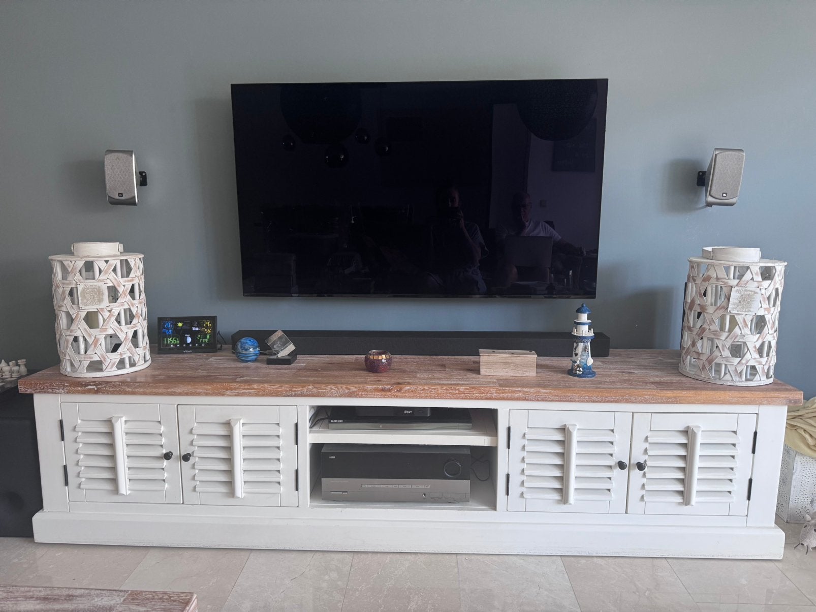 TV meubel met louvre deurtjes van Ans Woonshop, Ophalen, Gebruikt, Landelijk, 200 cm of meer