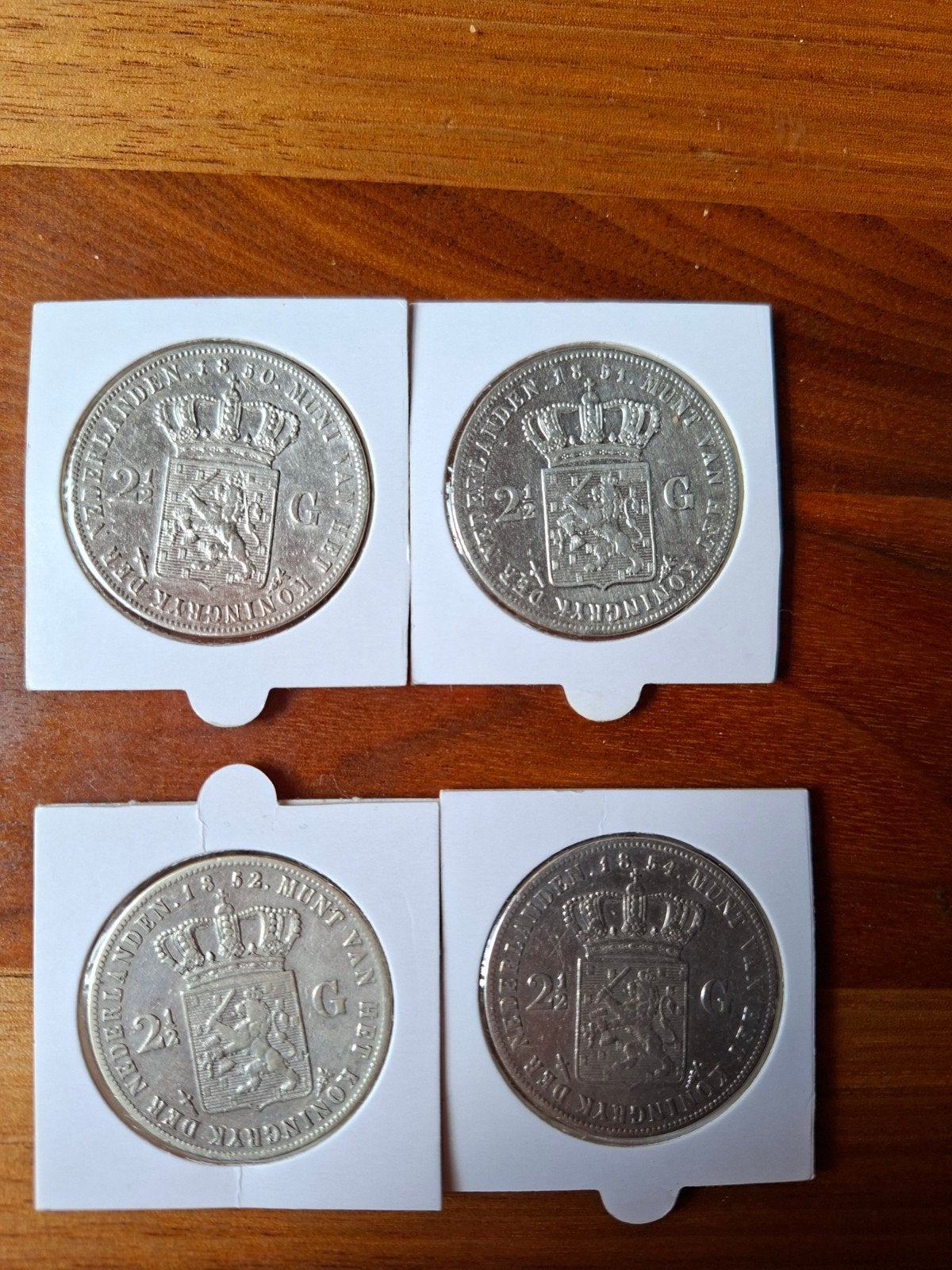 rijksdaalder 1850 1851 1852 1854 2½ gulden willem 3, Postzegels en Munten, Munten | Nederland, Koning Willem III, Setje, Zilver