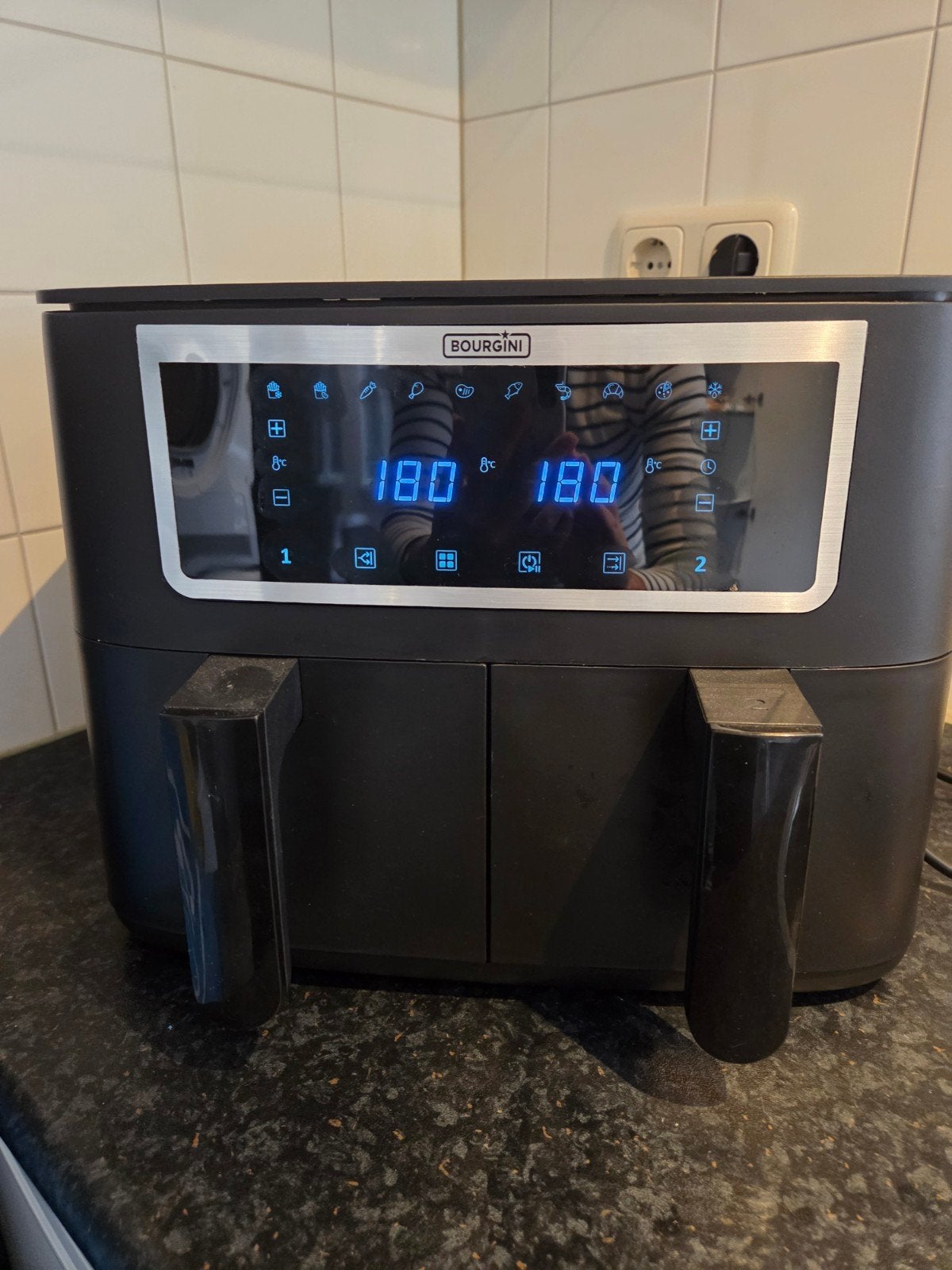 Bourgini Duo Health Fryer 2 x 4.0L - Zo goed als nieuw, Ophalen of Verzenden, Zo goed als nieuw, Airfryer, 1500 gram of meer
