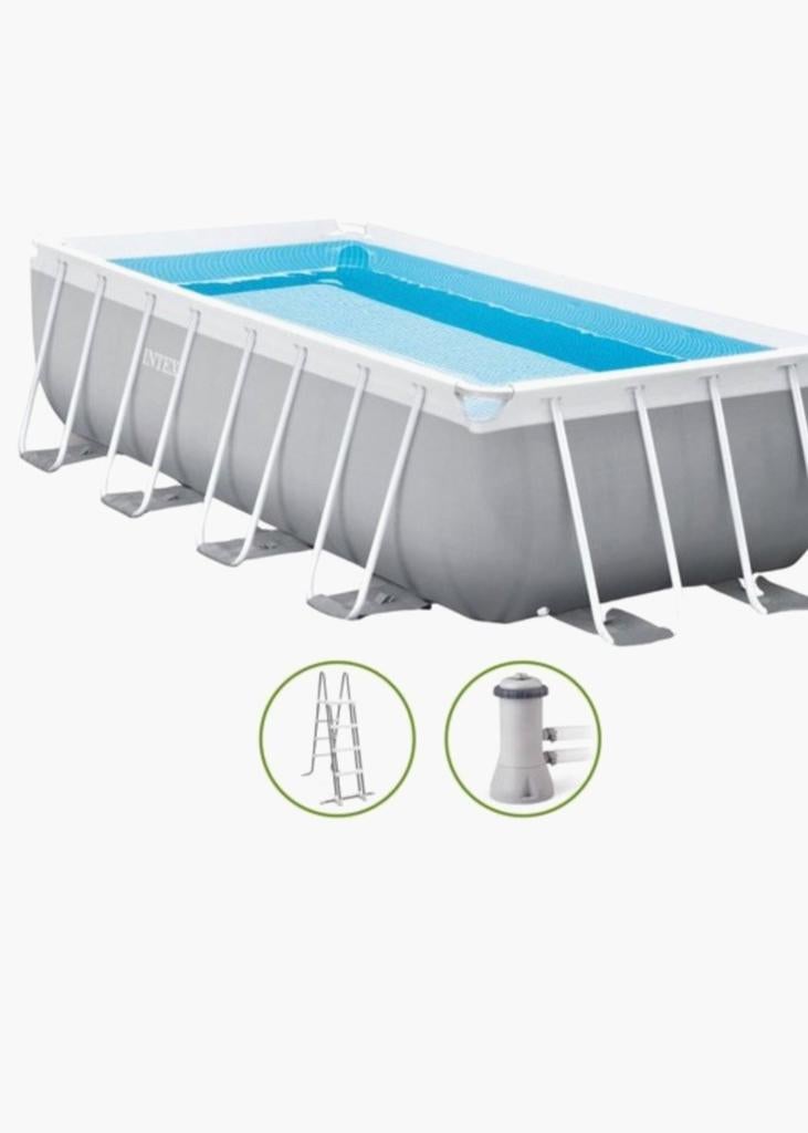 Intex Opzetzwembad Rechthoekig met filterpomp en trap, Tuin en Terras, Zwembaden, Ophalen, Gebruikt, 200 tot 300 cm, 80 tot 120 cm