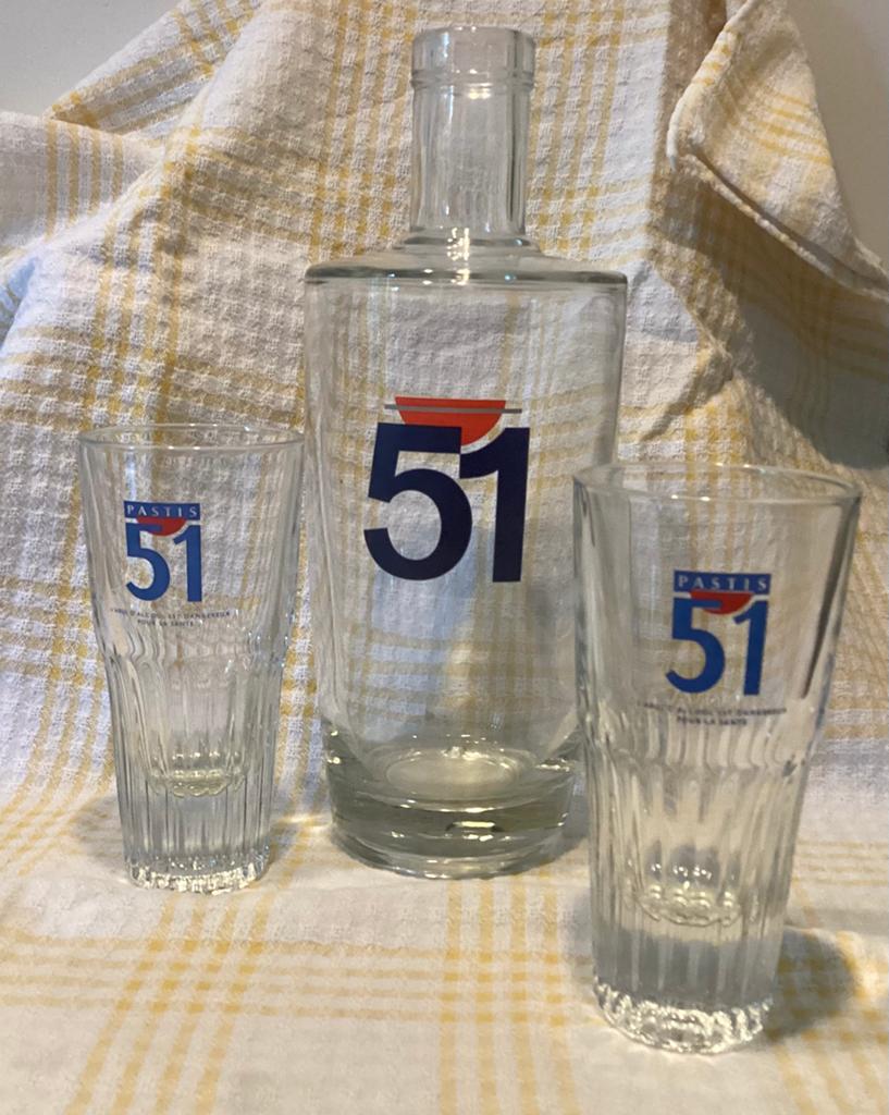 Pastis 51 karaf en twee glazen, Ophalen of Verzenden, Zo goed als nieuw, Overige typen