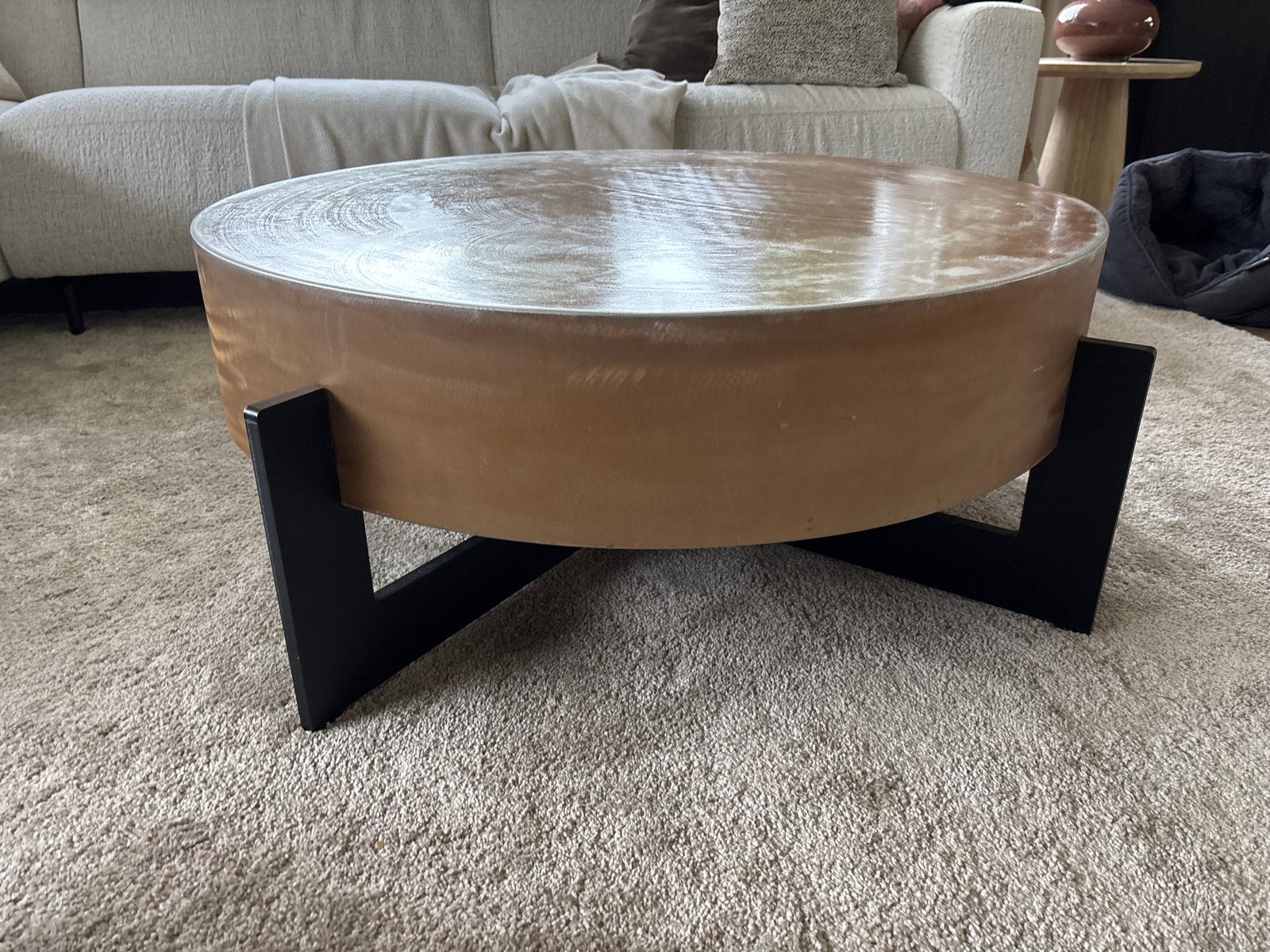 PTMD ace vrass koffietafel, salontafel, Ophalen, Gebruikt, Rond, 50 tot 100 cm