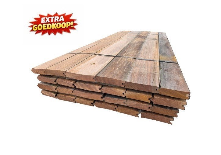 13.2 m2 hardhouten damwand - Extra goedkoop - nr: HP84, Ophalen, 250 cm of meer, Planken, Hardhout