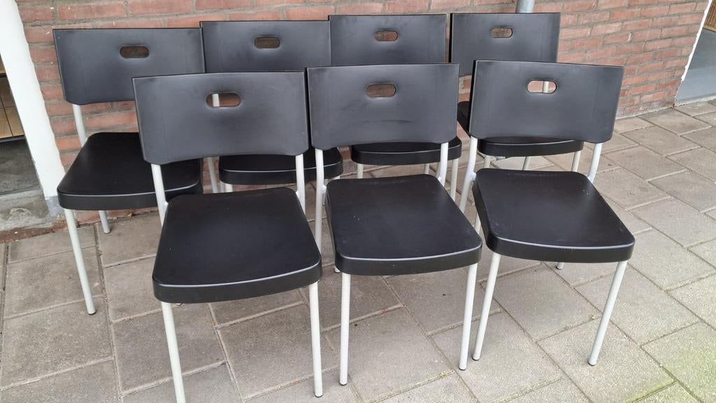 Zeven stapelstoelen Herman van ikea, Huis en Inrichting, Ophalen, Gebruikt, Vijf, Zes of meer stoelen