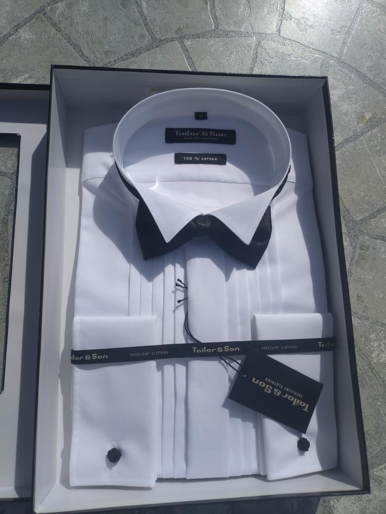 Cadeaubox: Tailor & Son Heren Bloes Maat 42, Kleding | Heren, Overhemden, Nieuw, Ophalen of Verzenden, Halswijdte 41/42 (L), Wit