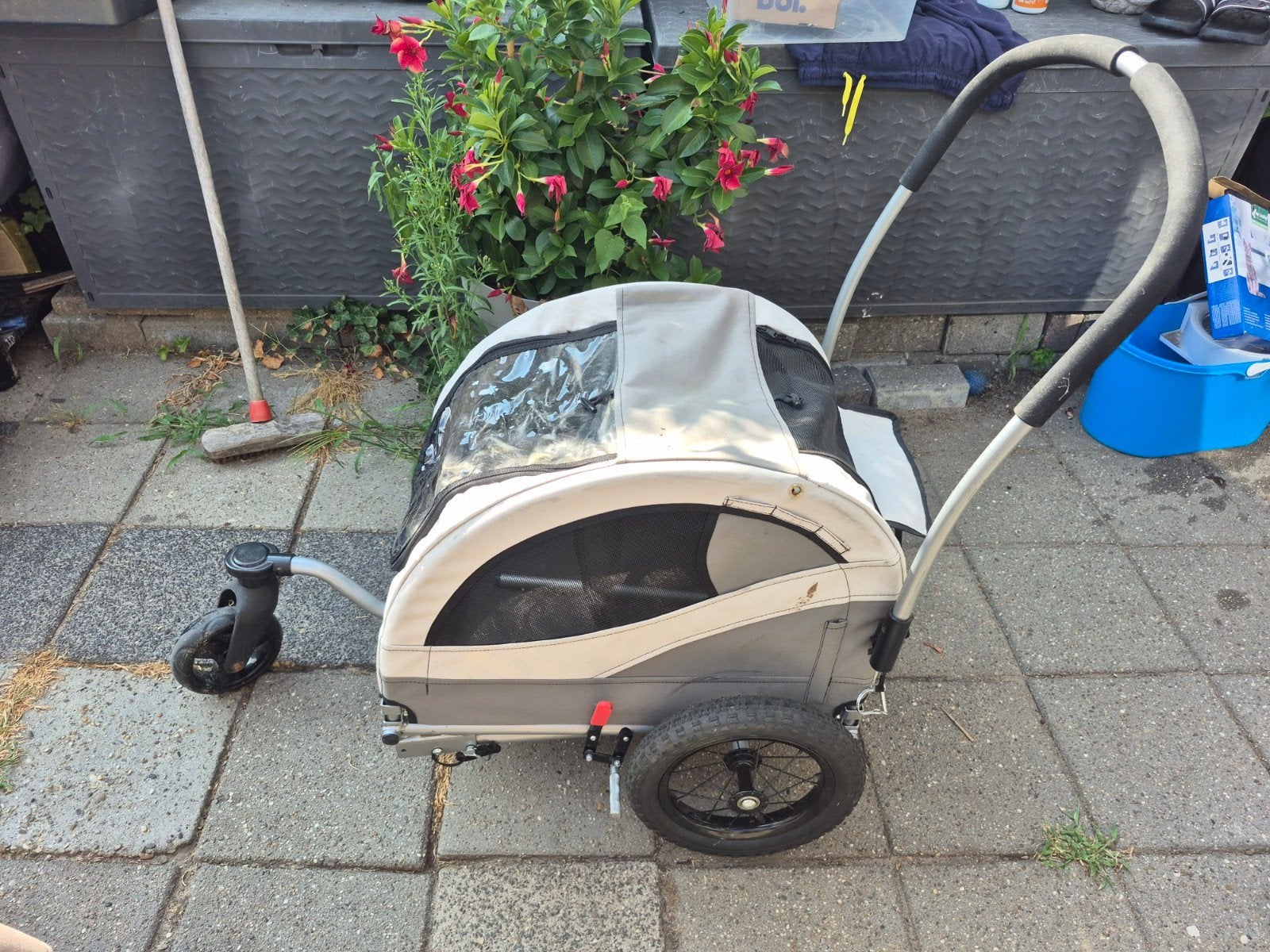 hondenwandel en fietskar kleine en medium honden, Ophalen, Gebruikt