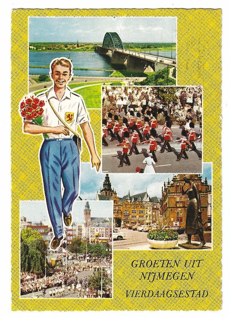 Briefkaart Vierdaagse Nijmegen 1957 ; KIJK VOOR MEER BRIEVEN, Postzegels en Munten, Ophalen of Verzenden, Briefkaart