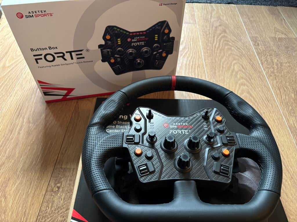 Asetek Forte Gt met Closed D black leather Rim, Ophalen, 1 speler, Racen en Vliegen, Zo goed als nieuw