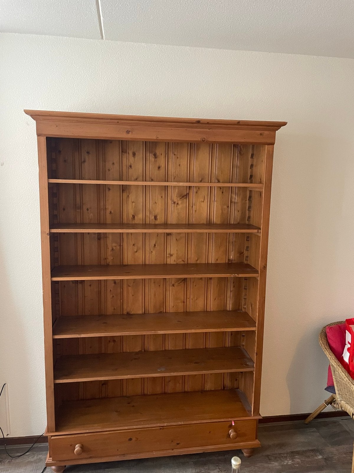 Massief houten boekenkast met lade - 125x200 cm, Ophalen, Gebruikt, 100 tot 150 cm, 200 cm of meer