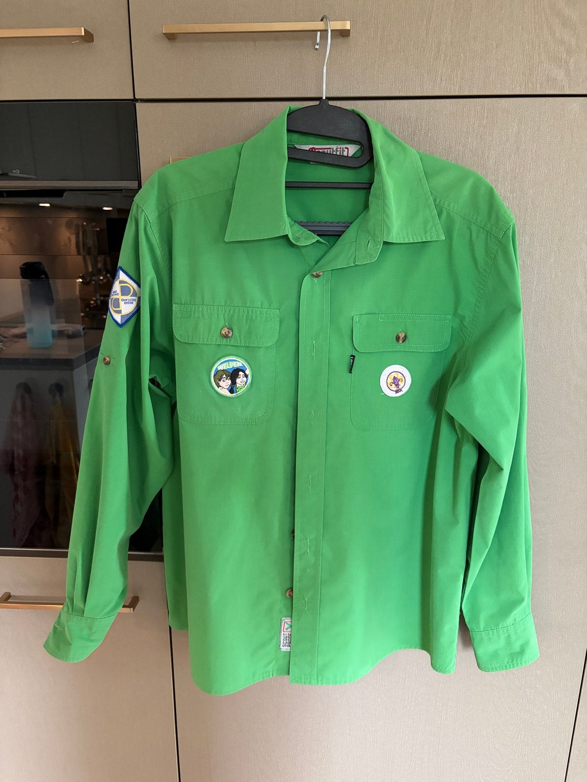 Welpen blouse Scoutfit Groen Scoutingshirt Maat 164, Ophalen of Verzenden, Zo goed als nieuw, Kleding