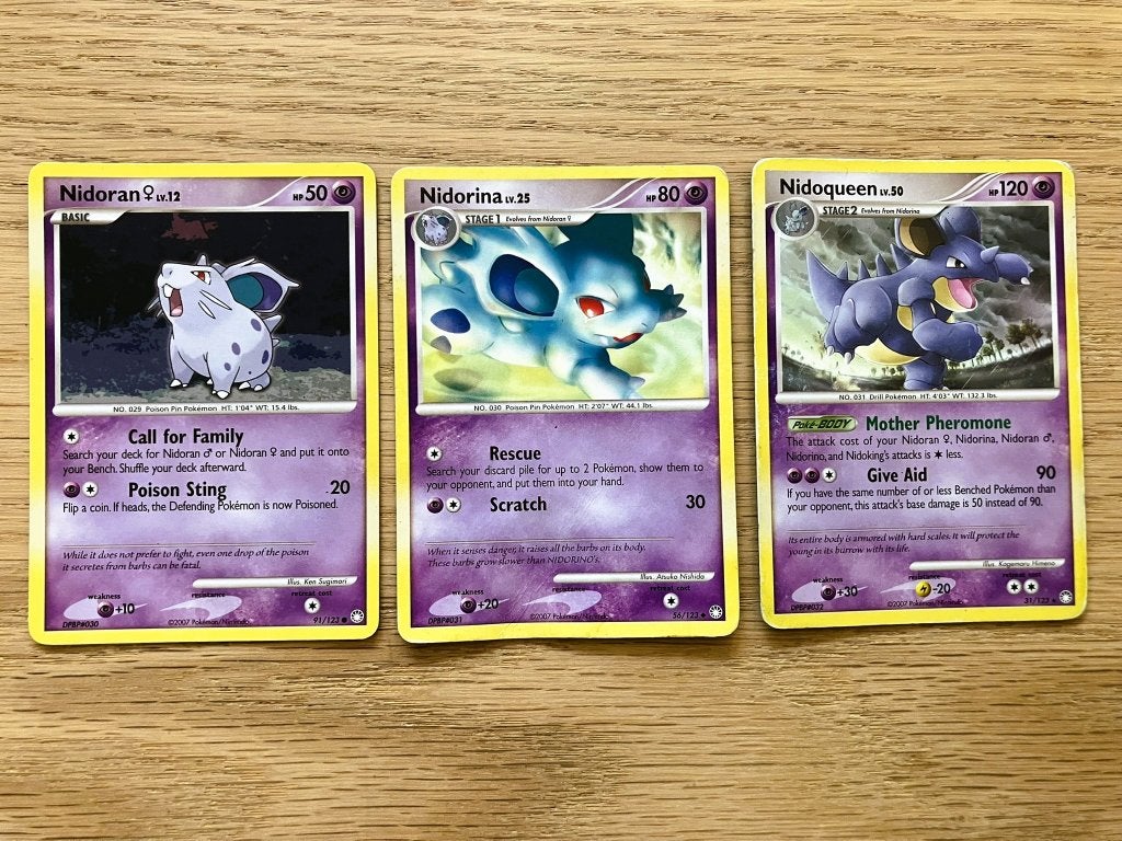 Nidoran, Nidorina & Nidoqueen - Mysterious Treasures, Ophalen of Verzenden, Gebruikt, Meerdere kaarten