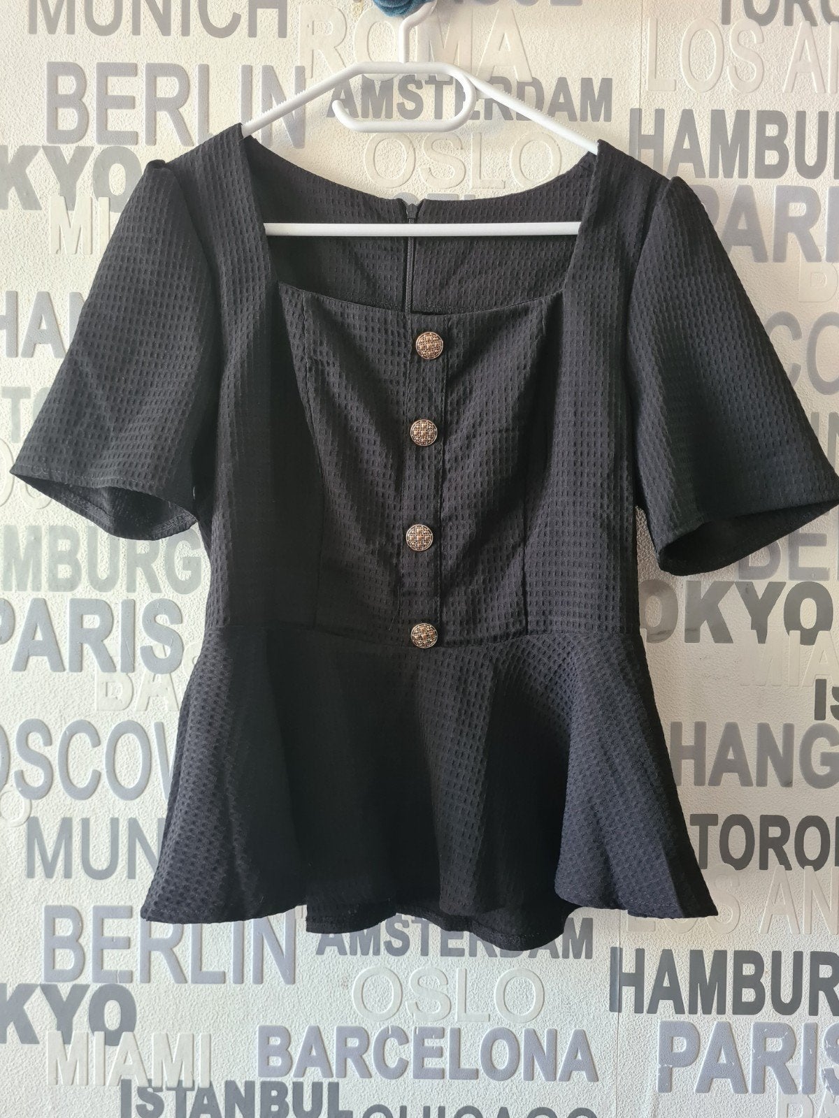 Zwarte tuniek met peplum, maat M, Maat 38/40 (M), Zwart, Onbekend, Ophalen of Verzenden