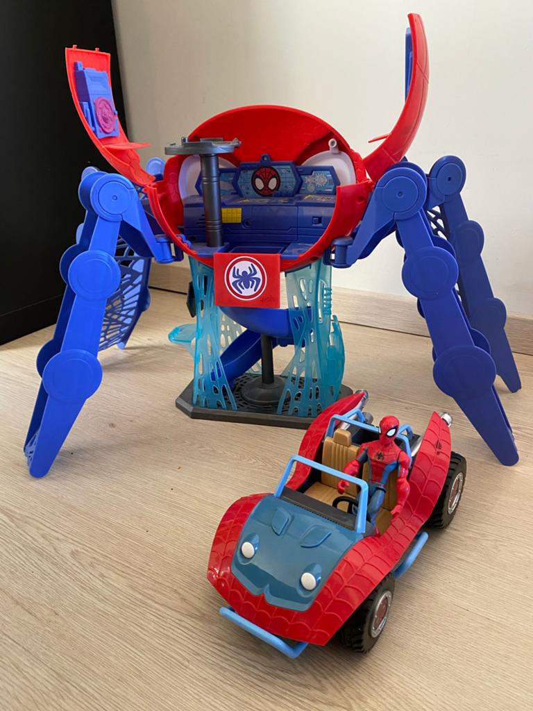 Marvel Spiderman Spider-Huis, Auto en Poppetje Speelset, Ophalen, Gebruikt