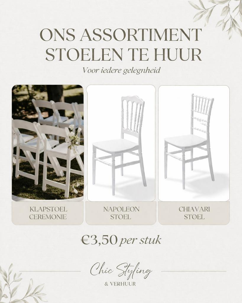 Verhuur stoelen, Verzenden, Zo goed als nieuw