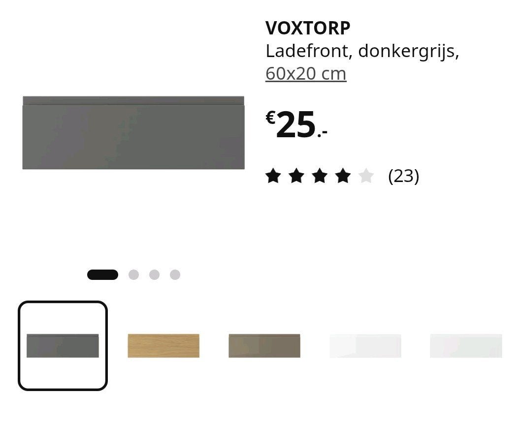 IKEA VOXTORP Ladefront, donkergrijs, 60x20 cm, Huis en Inrichting, Keuken | Keukenelementen, Ophalen, Nieuw, 50 tot 100 cm, Minder dan 25 cm