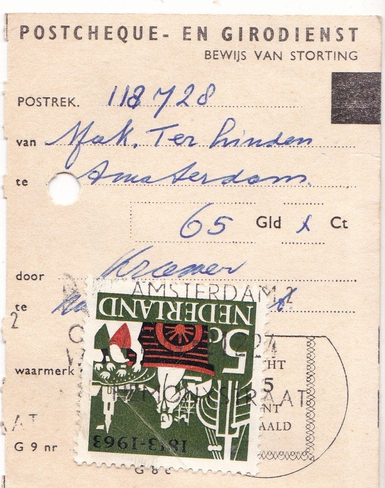 Postaal document – Bewijs van storting – kenmerk G8c, Verzenden, Overige typen