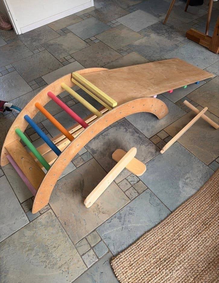 Montessori klimboog met glijbaan en klimplank, Ophalen, Zo goed als nieuw, Glijbaan