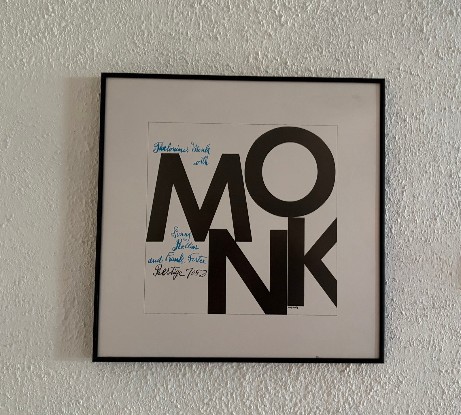 Muziek /Jazz : poster album Monk in lijst, Met glas, Ophalen of Verzenden, Overige onderwerpen, Offsetdruk