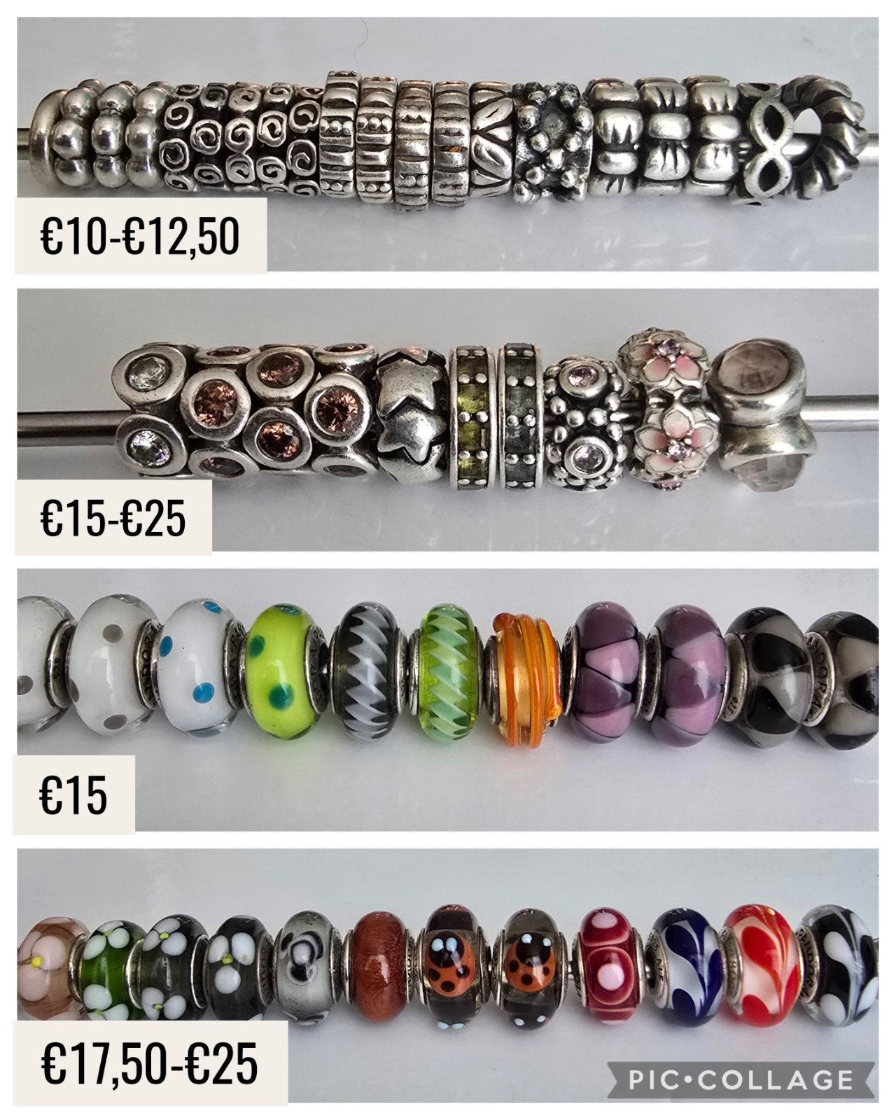 Schitterende zilveren Pandora bedels/glasbedels/spacers, Sieraden, Tassen en Uiterlijk, Bedels, Ophalen of Verzenden, Zo goed als nieuw