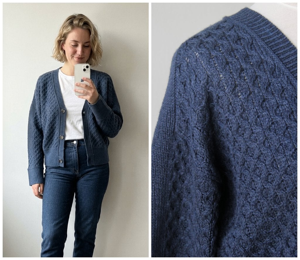HEMA - mooi gebreid vest blauw - maat S, Zo goed als nieuw, Maat 36 (S), Hema, Verzenden