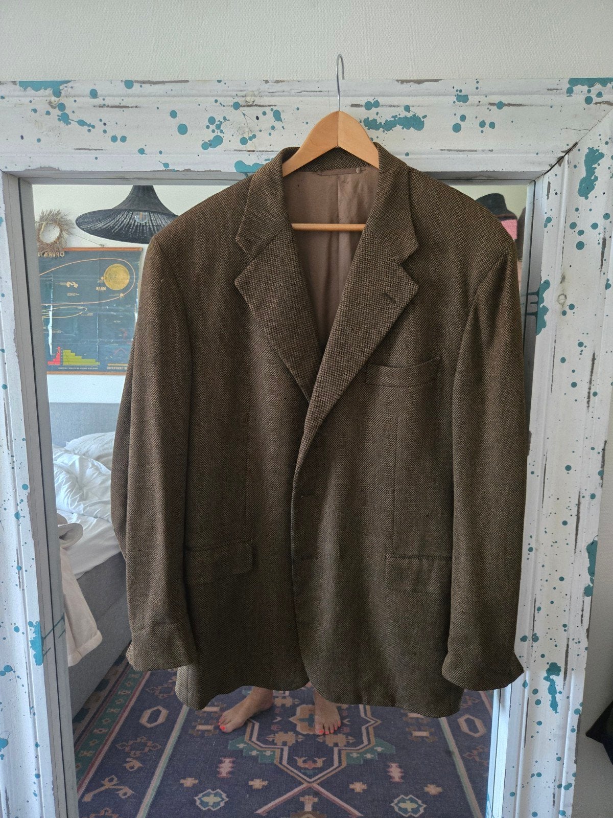 Vintage Pauw Mannen Bruin Tweed Jasje - Maat L, Maat 52/54 (L), Bruin, Pauw, Ophalen of Verzenden