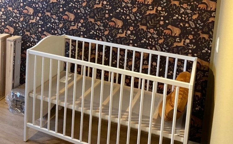 IKEA SmåGÖRA ledikant babybedje wit 60x120cm, Ophalen, Gebruikt, Lattenbodem, Minder dan 140 cm