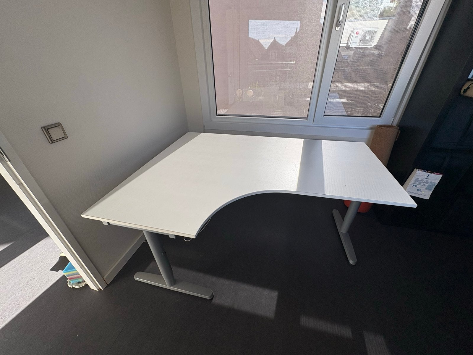 Verstelbaar IKEA Galant hoekbureau - Wit, Ophalen, Gebruikt, Hoekbureau, In hoogte verstelbaar