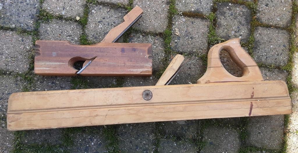 Oude houten schaven (2 stuks) - Vintage gereedschap, Antiek en Kunst, Ophalen of Verzenden