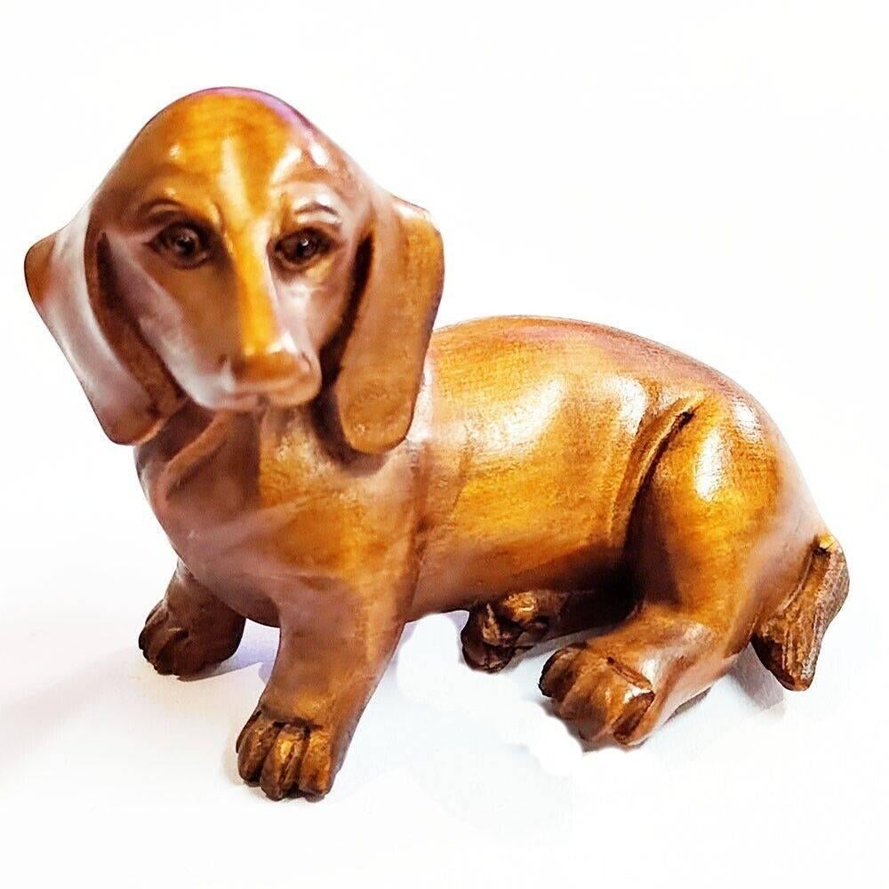 Houten Netsuke van een Tekkel Hond Japan, Verzamelen, Ophalen of Verzenden, Nieuw, Hond of Kat, Beeldje of Figuurtje