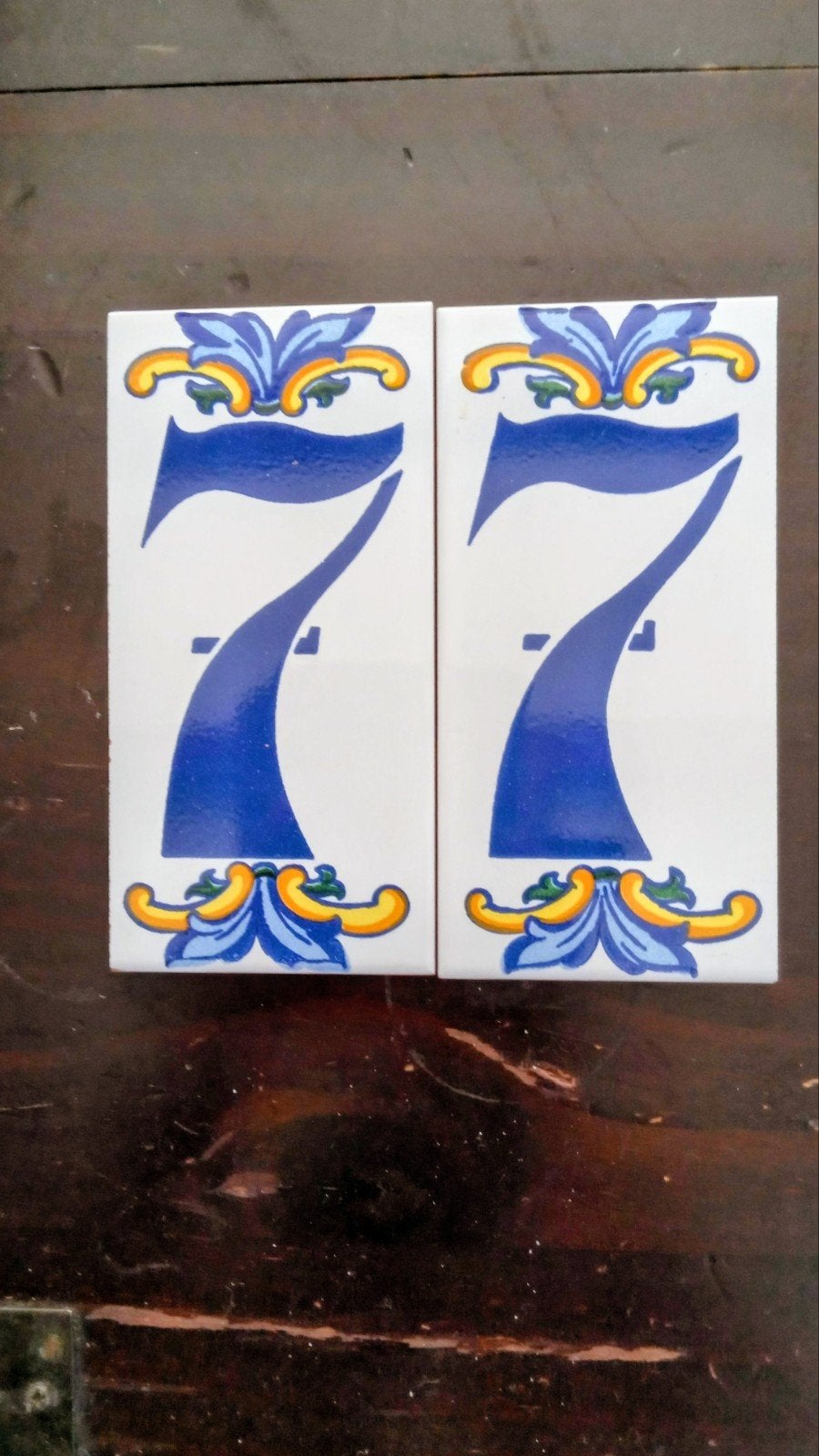 Originele Spaanse keramische huisnummer tegels - Nieuw, Ophalen of Verzenden, Nieuw, Blauw, Brocante