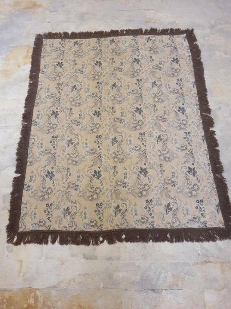Vintage tafelkleed velvet bloen creme blauw bruin 170/105, Djt@dejuistetoon.eu, Ophalen of Verzenden, Zo goed als nieuw, Mon Plaisir 19, Etten-Leur, Netherlands