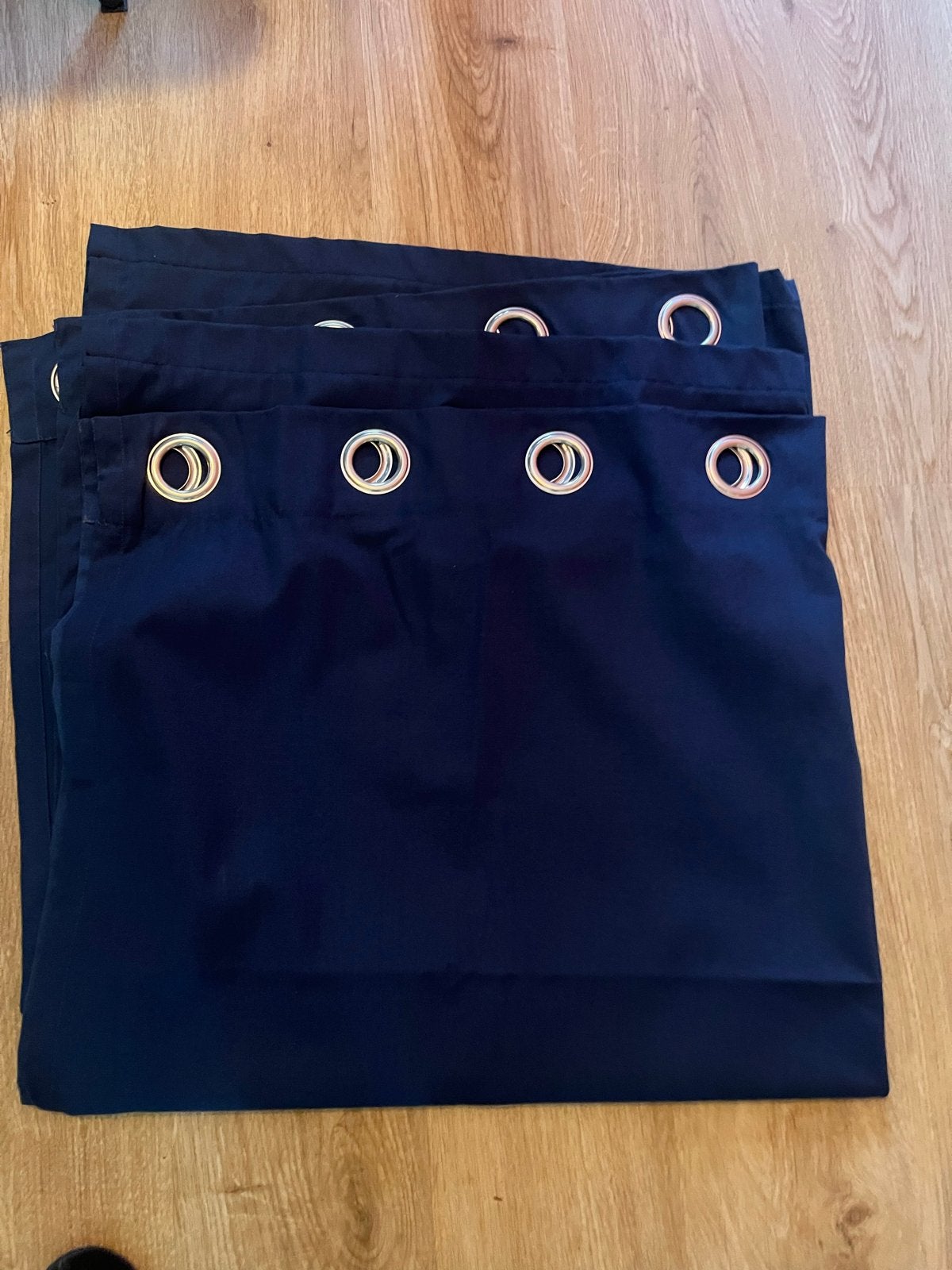 2 Hema Gordijnen Stevig Katoen 130x140 cm, Blauw, Ophalen of Verzenden, Zo goed als nieuw, Gordijn