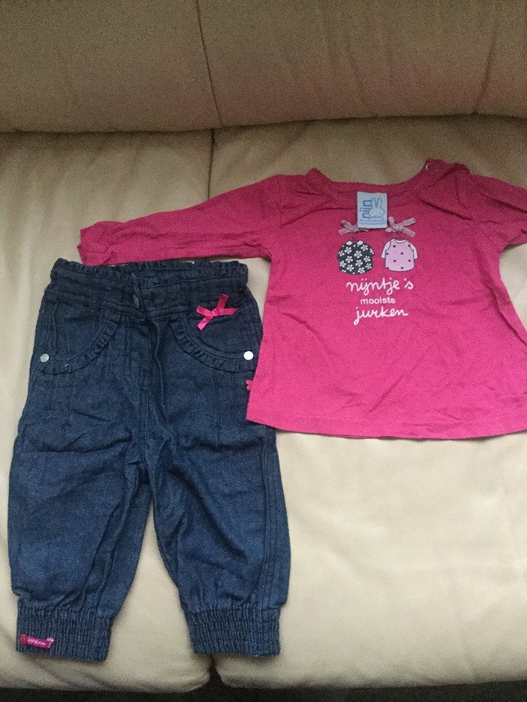 Setje van broek en shirtje maat 74, Meisje, Nijntje, Ophalen of Verzenden, Zo goed als nieuw