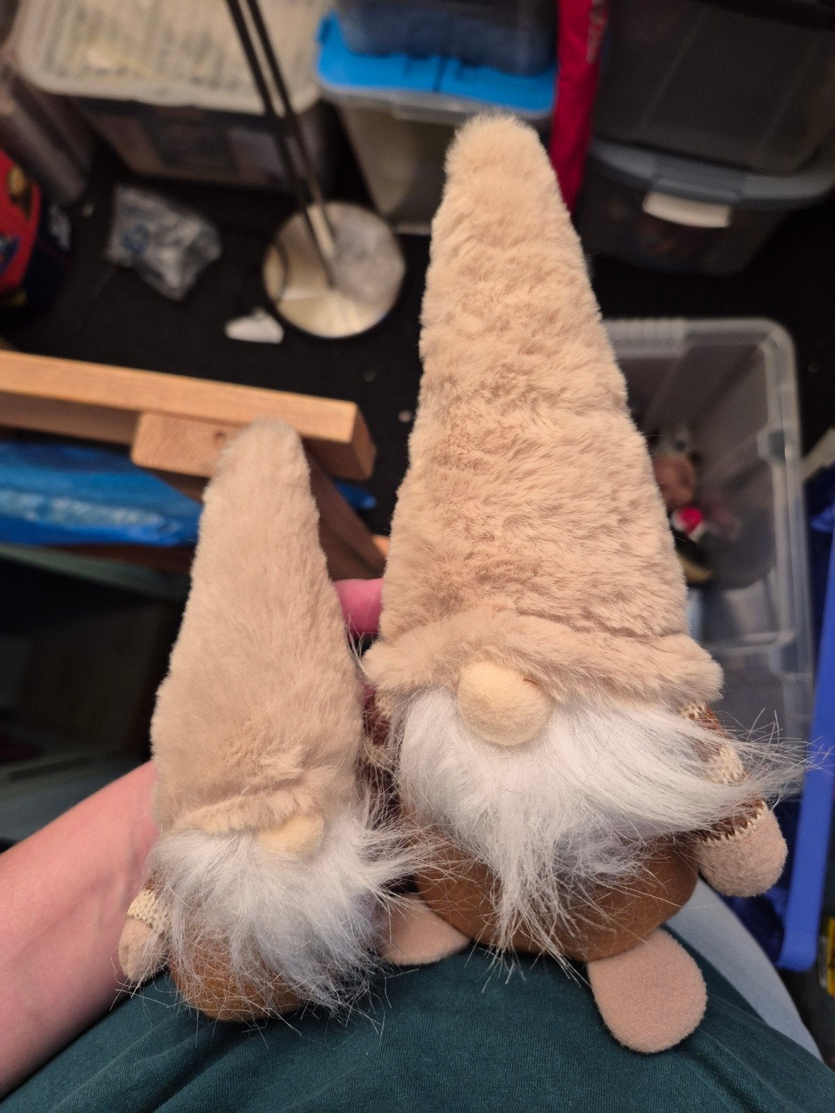 2 beige / bruine gnomes groot en kleine gnome decoratie, Ophalen of Verzenden