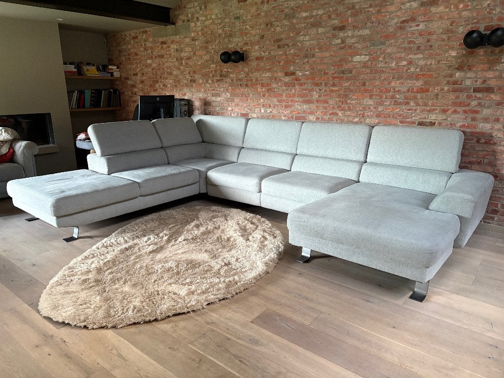 Grote zithoek met dubbele relax, Huis en Inrichting, Ophalen, Zo goed als nieuw, Stof
