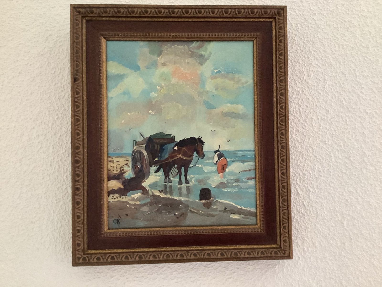 Schilderij Schelpenvisser, Maritiem / water, Doek, Realistisch, Ophalen of Verzenden