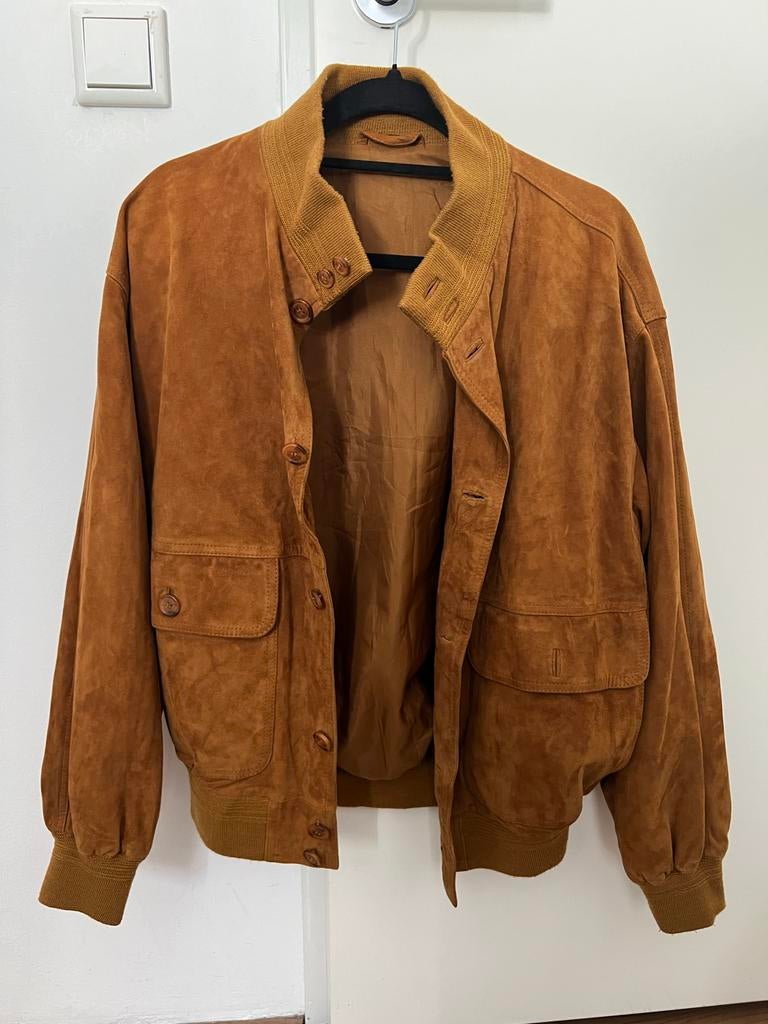 Suede Leather Jacket, Ophalen of Verzenden, Zo goed als nieuw, Maat 52/54 (L), Bruin