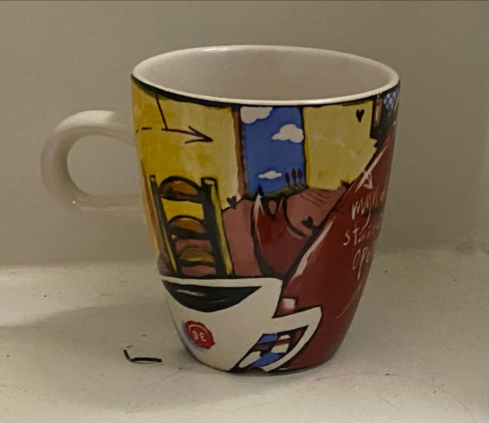 Decoratieve Douwe Egberts koffiekopje, Overige typen, Ophalen of Verzenden, Zo goed als nieuw, Steen/keramiek