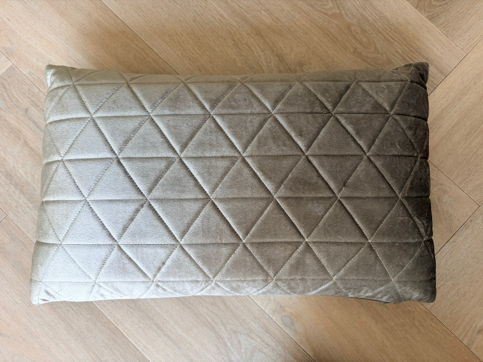 Nieuw luxe sierkussen beige velvet 47x30 Japandi rits, Beige, Nieuw, Ophalen of Verzenden, Sierkussen
