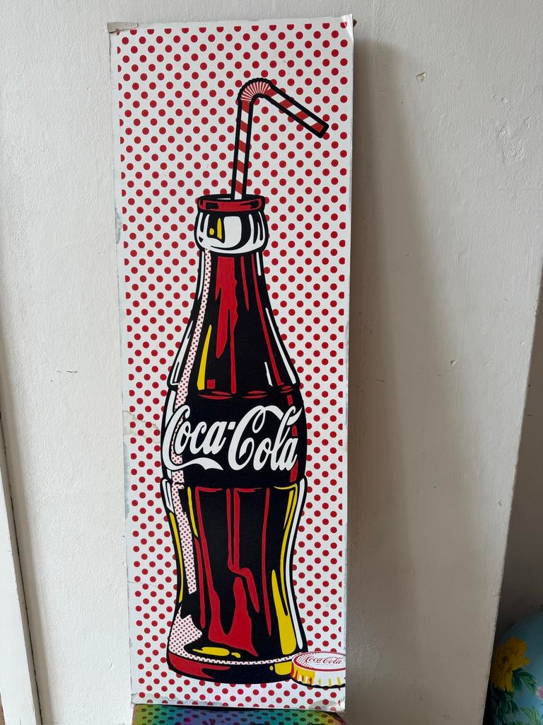 Coca-Cola Pop Art Bord met Rietje 90 x 30 cm, Antiek en Kunst, Ophalen