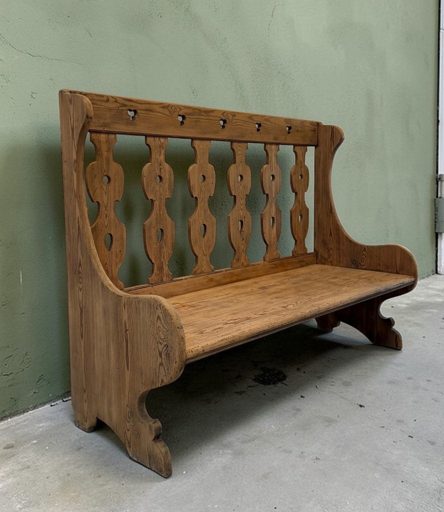 Vintage houten bank, Antieke zitbank, Bank van hout, Ophalen of Verzenden