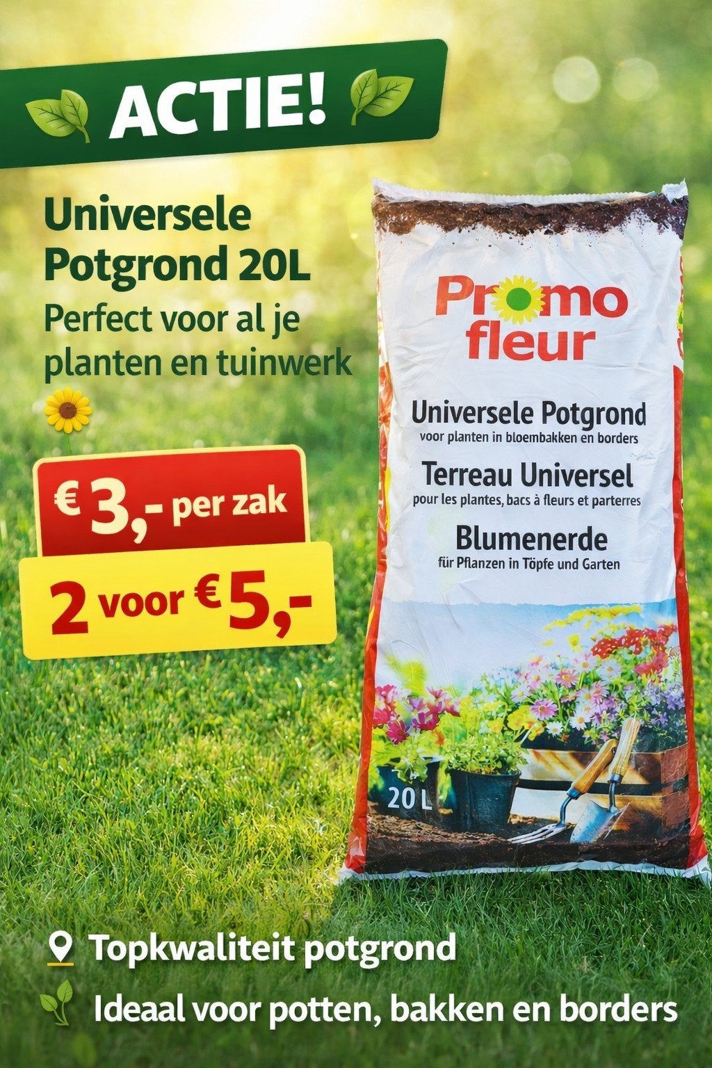 Universele Potgrond 20L - Perfect voor al je planten, Ophalen, Nieuw