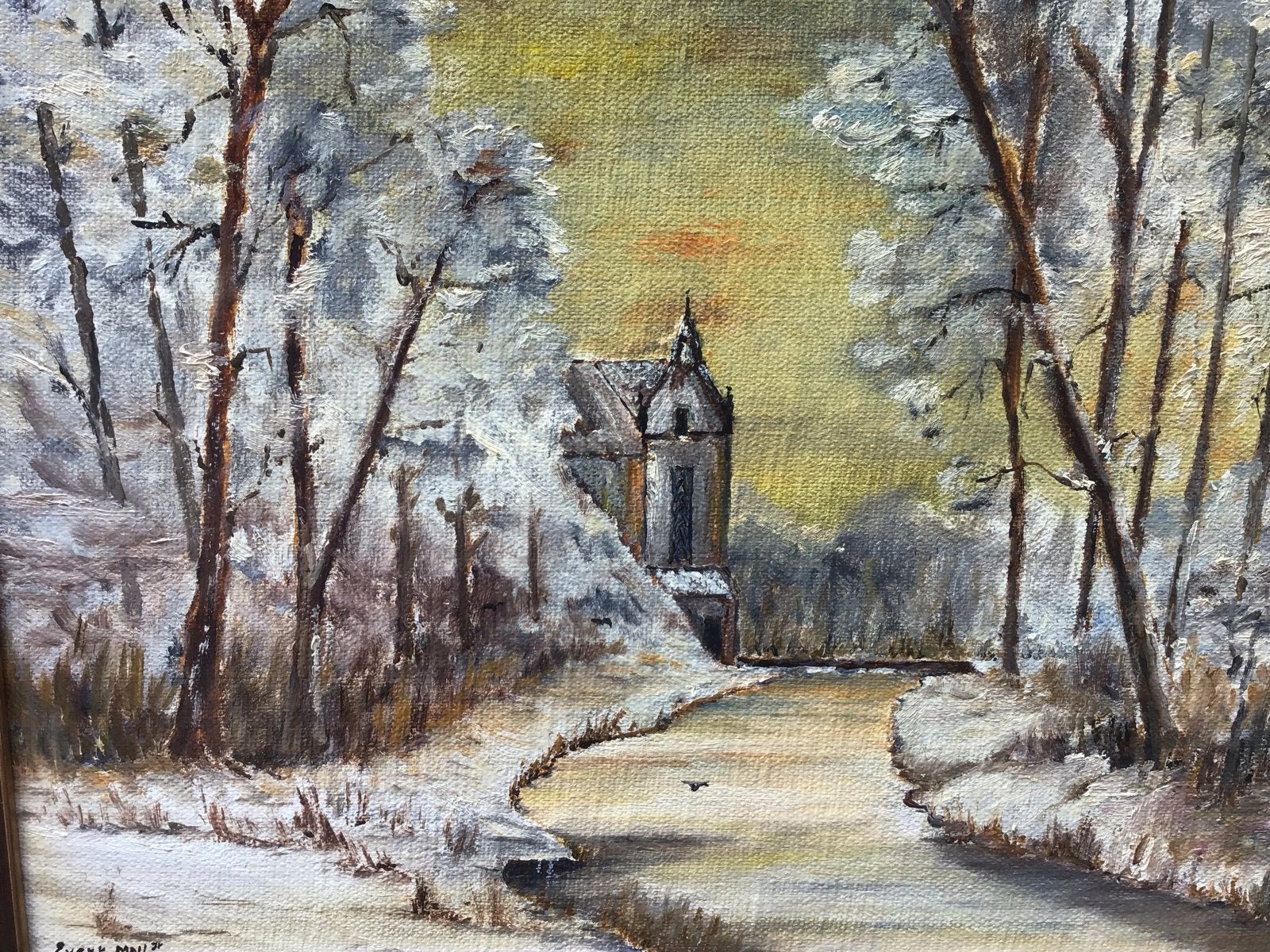 Schilderij Evert Moll Jr. 1987 - Winterlandschap, Ophalen of Verzenden